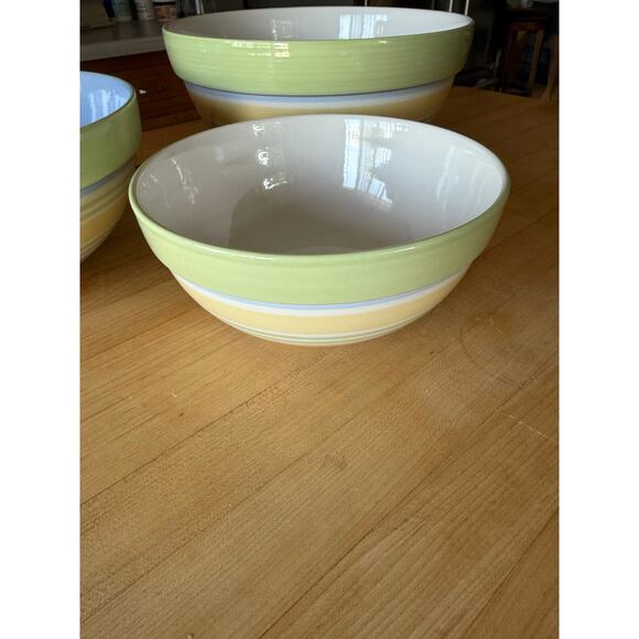 Pampered Chef 3 pc Set Green Stripe Bowls Hostess - Picture 7 of 7